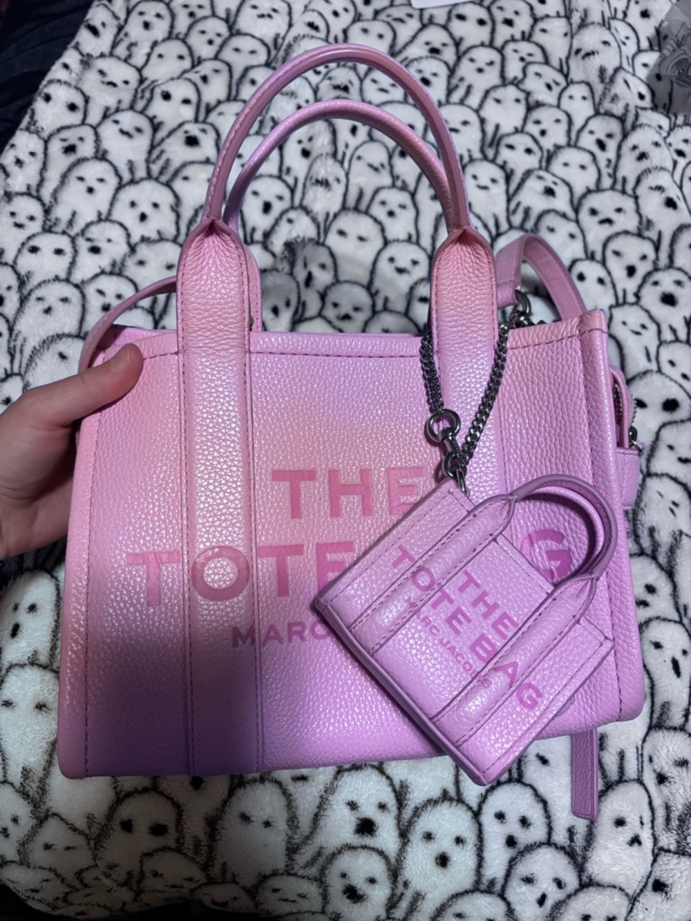 Marc Jacobs The Tote Bag - Medium - Candy Pink w/ Mini Bag Clip Charm